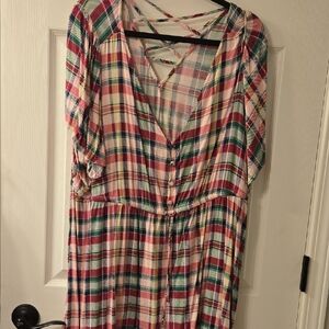 torrid Plaid Midi Dress in Red, Green & Cream